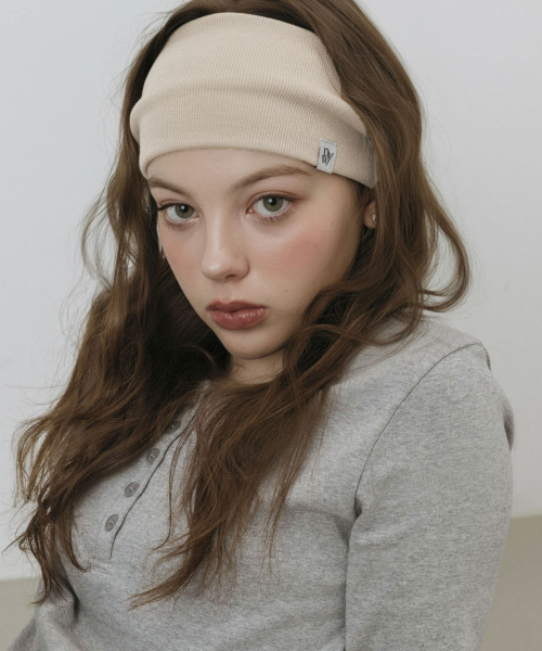미니멀 리브 와이드 헤어밴드 반다나_BEIGE