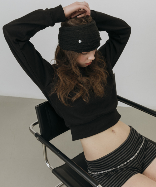 CROSS TWIST WIDE BANDANA_BLACK