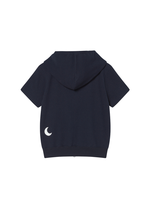 NY APLIQUE SS HOOD ZIP UP NAVY