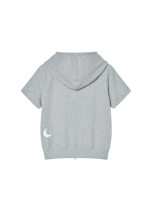 NY APLIQUE SS HOOD ZIP UP GREY