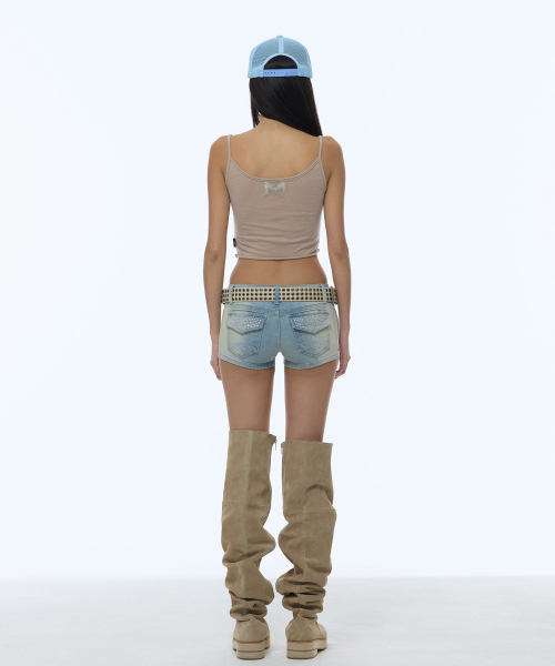 RAW CUT-OFF CROP TANK TOP_BEIGE