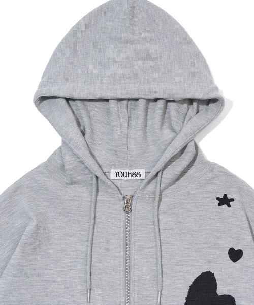 [3COLORS] GRAPHIC WAFFLE HOOD ZIP-UP