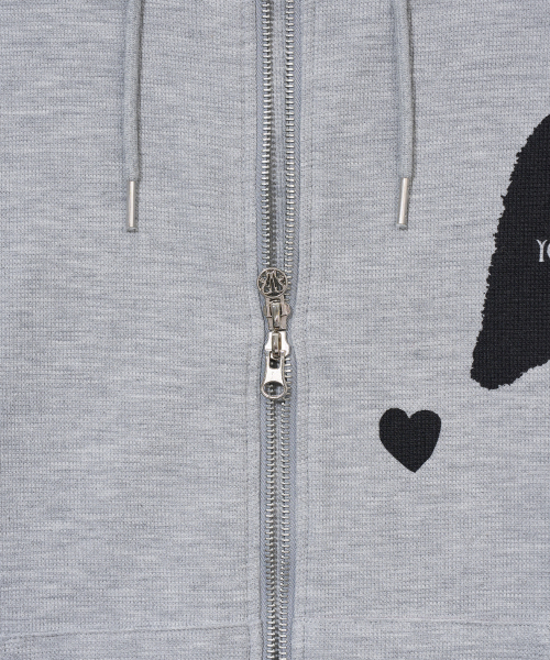 [3COLORS] GRAPHIC WAFFLE HOOD ZIP-UP