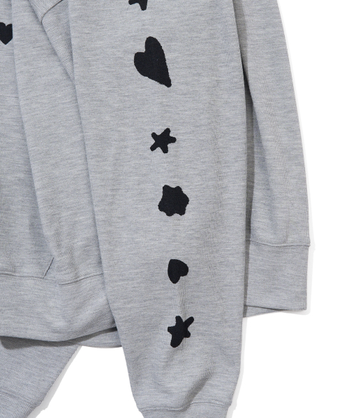 [3COLORS] GRAPHIC WAFFLE HOOD ZIP-UP