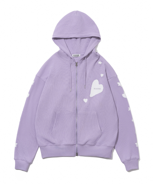 [3COLORS] GRAPHIC WAFFLE HOOD ZIP-UP