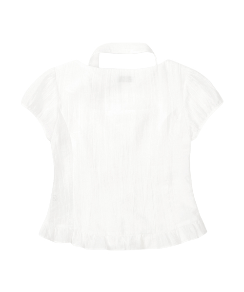 RIBBON TIE SQUARE NECK BLOUSE WHITE