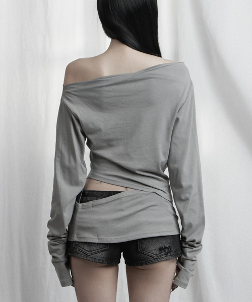 Cut-Out Open Long Sleeve (Gray)