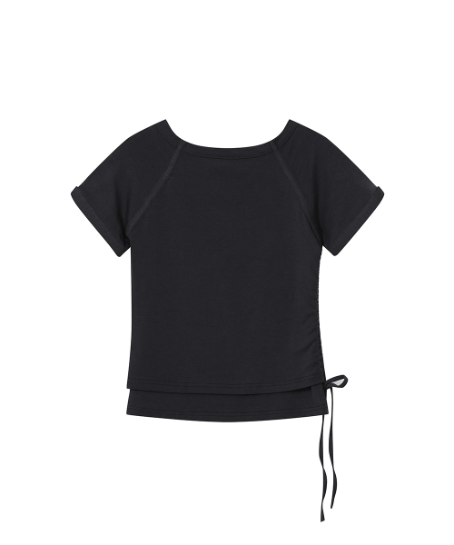 [미세키서울X여밈] Snap shirring shortsleeve BLACK