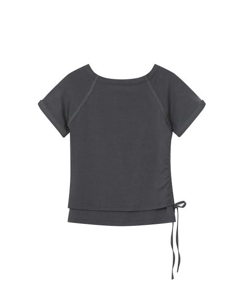 [미세키서울X여밈] Snap shirring shortsleeve CHARCOAL