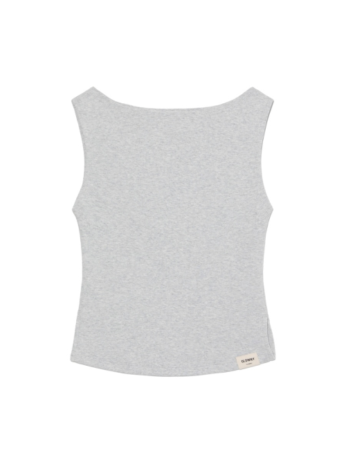 G SLIT SLEEVELESS TOP (MELANGE GRAY)