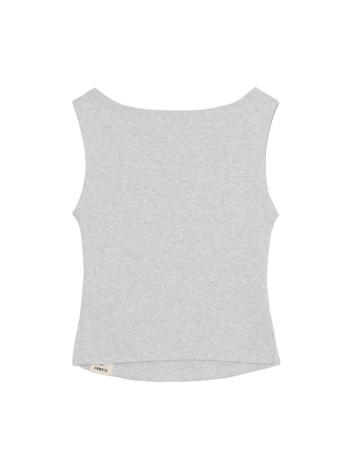 G SLIT SLEEVELESS TOP (MELANGE GRAY)