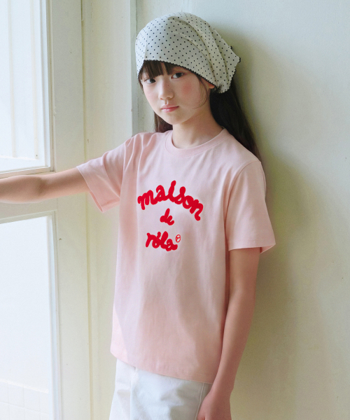 KIDS MAISON DE ROLA EMBROIDERY T-SHIRT PINK