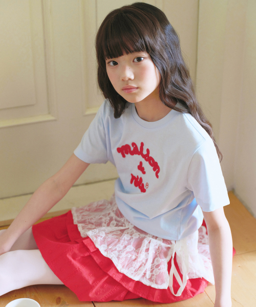 KIDS MAISON DE ROLA EMBROIDERY T-SHIRT SKY