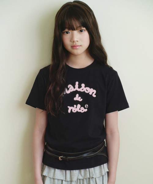 KIDS MAISON DE ROLA EMBROIDERY T-SHIRT BLACK