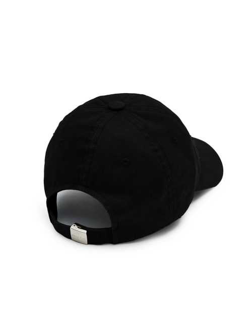 ROUGH CUT APPLIQUE BALL CAP IN BLACK