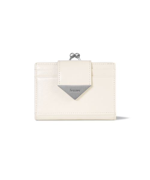 CRINKLE TRIANGLE FRAME BRIDGE WALLET - VANILLA
