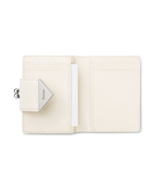 CRINKLE TRIANGLE FRAME BRIDGE WALLET - VANILLA