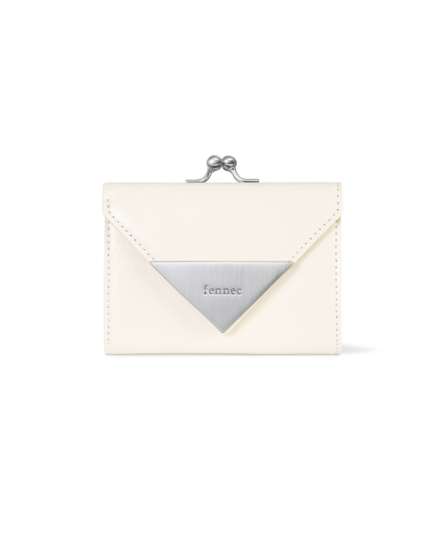 CRINKLE TRIANGLE FRAME WALLET - VANILLA