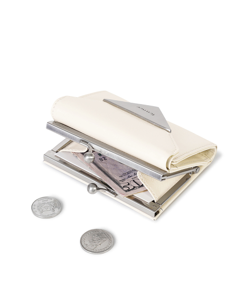 CRINKLE TRIANGLE FRAME WALLET - VANILLA