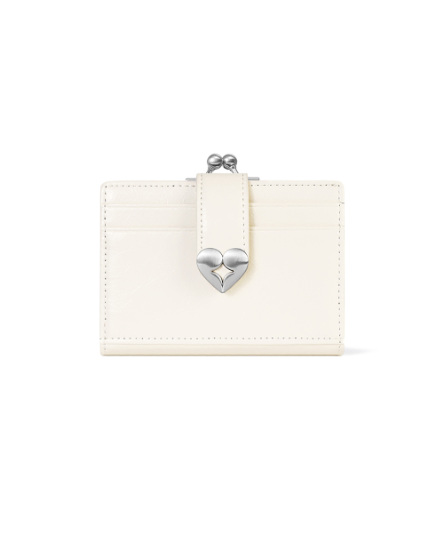 CRINKLE HEARTY FRAME BRIDGE WALLET - VANILLA