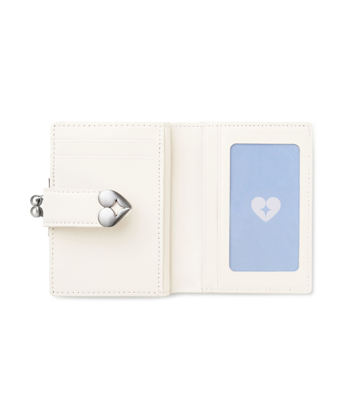 CRINKLE HEARTY FRAME BRIDGE WALLET - VANILLA