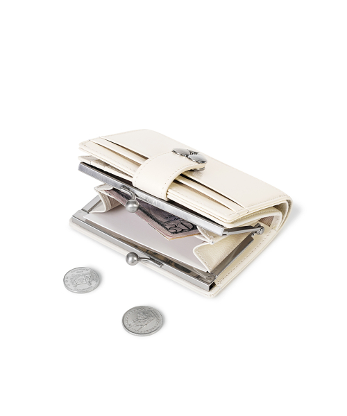 CRINKLE HEARTY FRAME BRIDGE WALLET - VANILLA