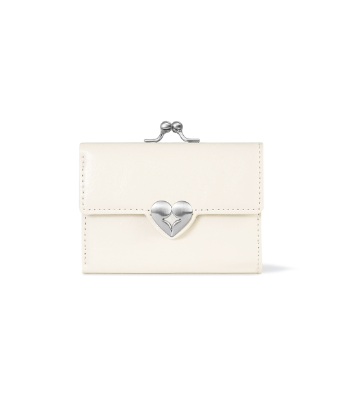 CRINKLE HEARTY FRAME WALLET - VANILLA