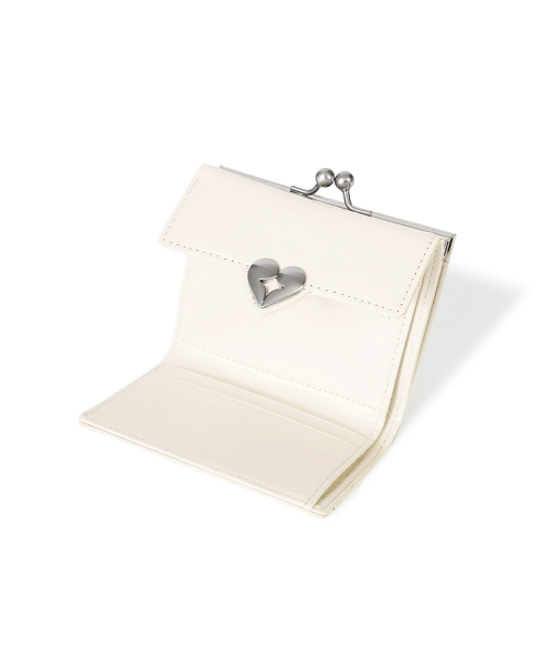 CRINKLE HEARTY FRAME WALLET - VANILLA