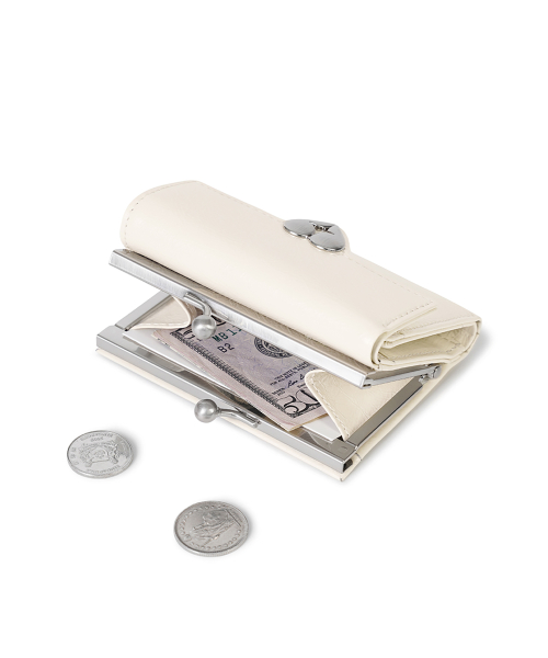 CRINKLE HEARTY FRAME WALLET - VANILLA