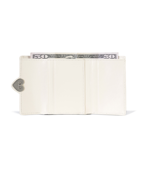 CRINKLE HEARTY FRAME WALLET - VANILLA