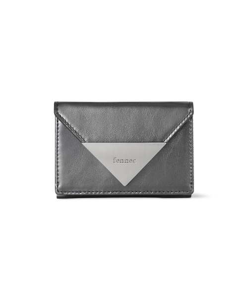 CRINKLE TRIANGLE TRIPLE WALLET - METAL GREY