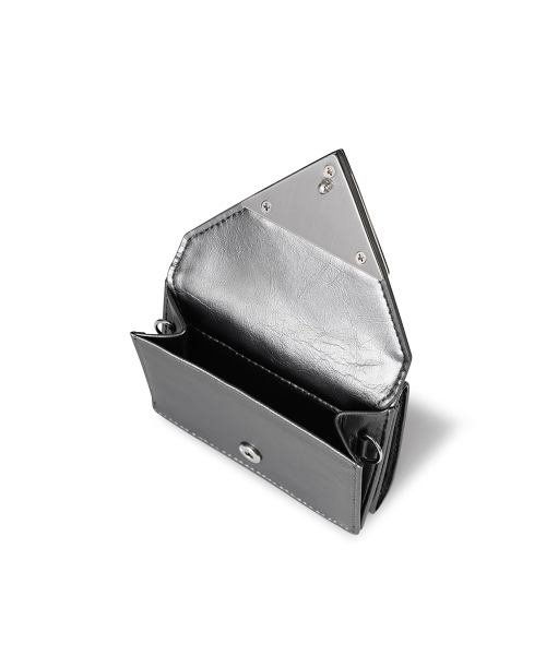 CRINKLE TRIANGLE TRIPLE WALLET - METAL GREY