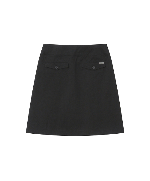 Accordion side pleats midi skirt BLACK