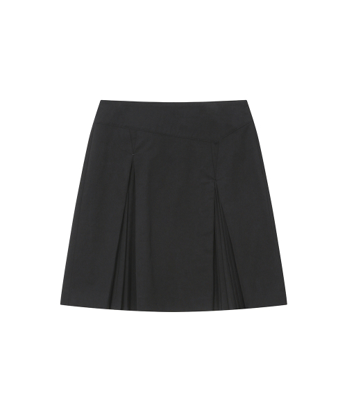 Accordion side pleats midi skirt BLACK