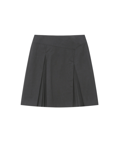 Accordion side pleats midi skirt CHARCOAL