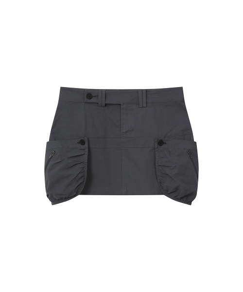 Shirring pocket mini skirt CHARCOAL