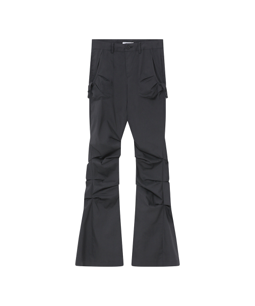 Shirring pocket bootscut pants CHARCOAL
