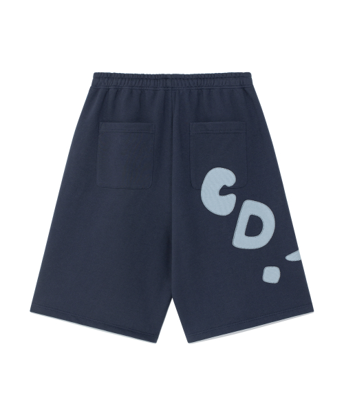 TCM zigzag stitch half sweat pants (navy)