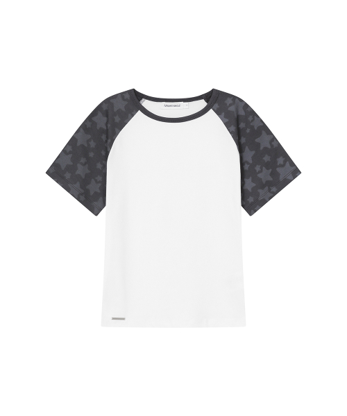 Midnight stars raglan short sleeve WHITE