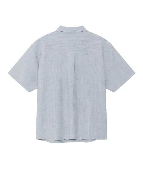 TCM mini logo textured half shirt (blue grey)