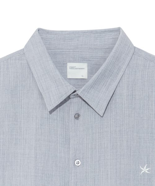 TCM mini logo textured half shirt (blue grey)