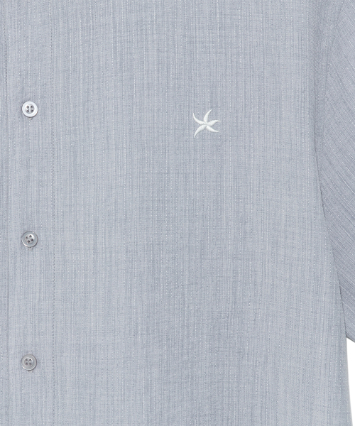 TCM mini logo textured half shirt (blue grey)