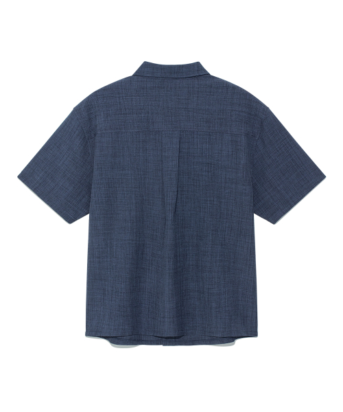 TCM mini logo textured half shirt (navy)