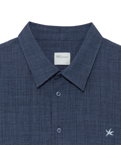 TCM mini logo textured half shirt (navy)
