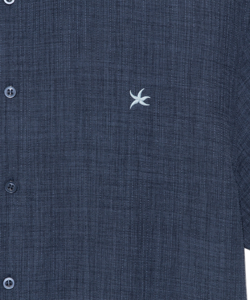 TCM mini logo textured half shirt (navy)
