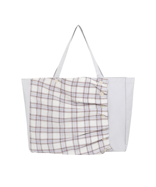 TCM 2way check pintuck bag (light grey)