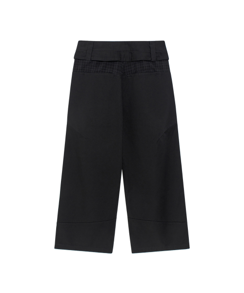TCM belted check panel pants (black)