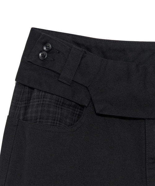 TCM belted check panel pants (black)