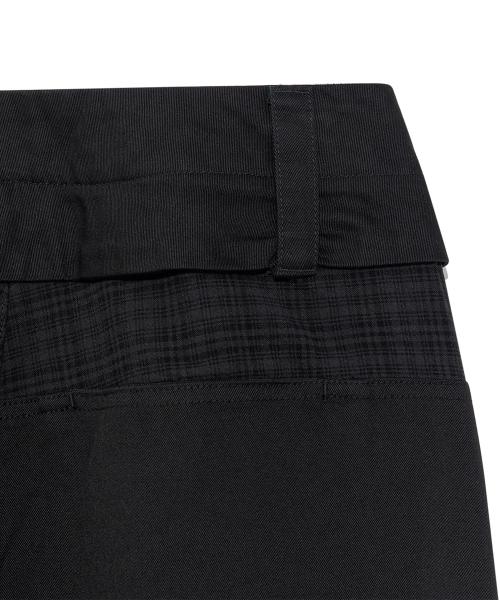 TCM belted check panel pants (black)