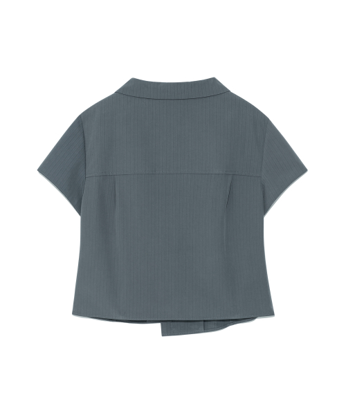 TCM 3-button stripe half shirt (dusty blue)